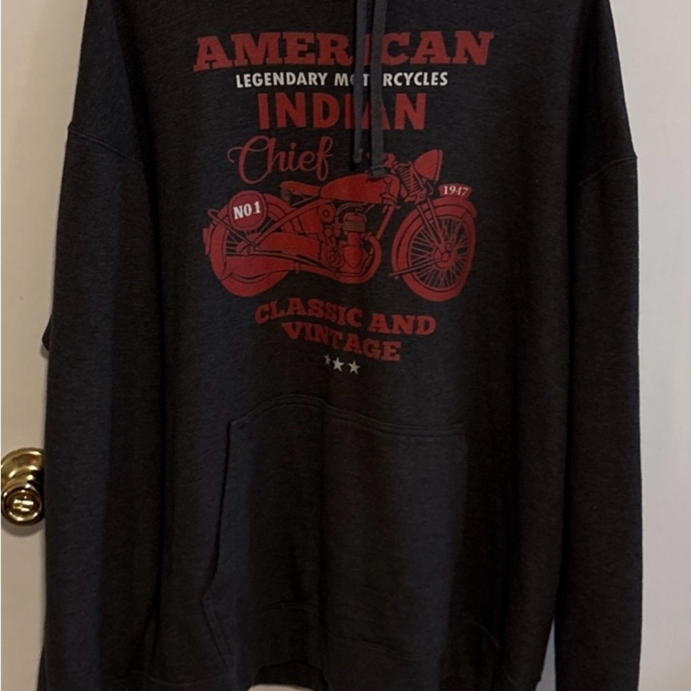 Port and‎ Company American Indian Chief Motorcycle Gray Hoodie